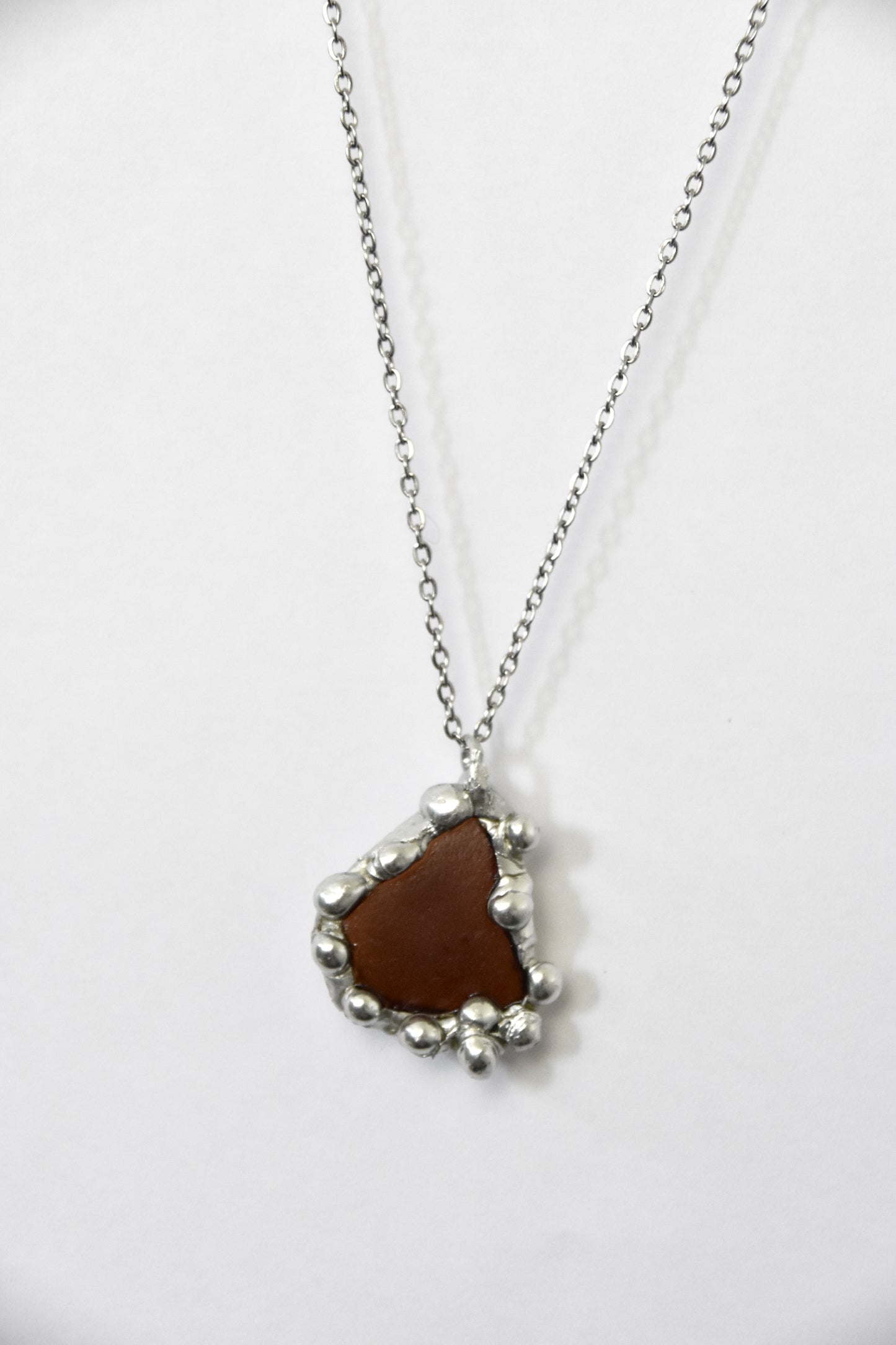 Bubbly Brown Sea Glass Necklace
