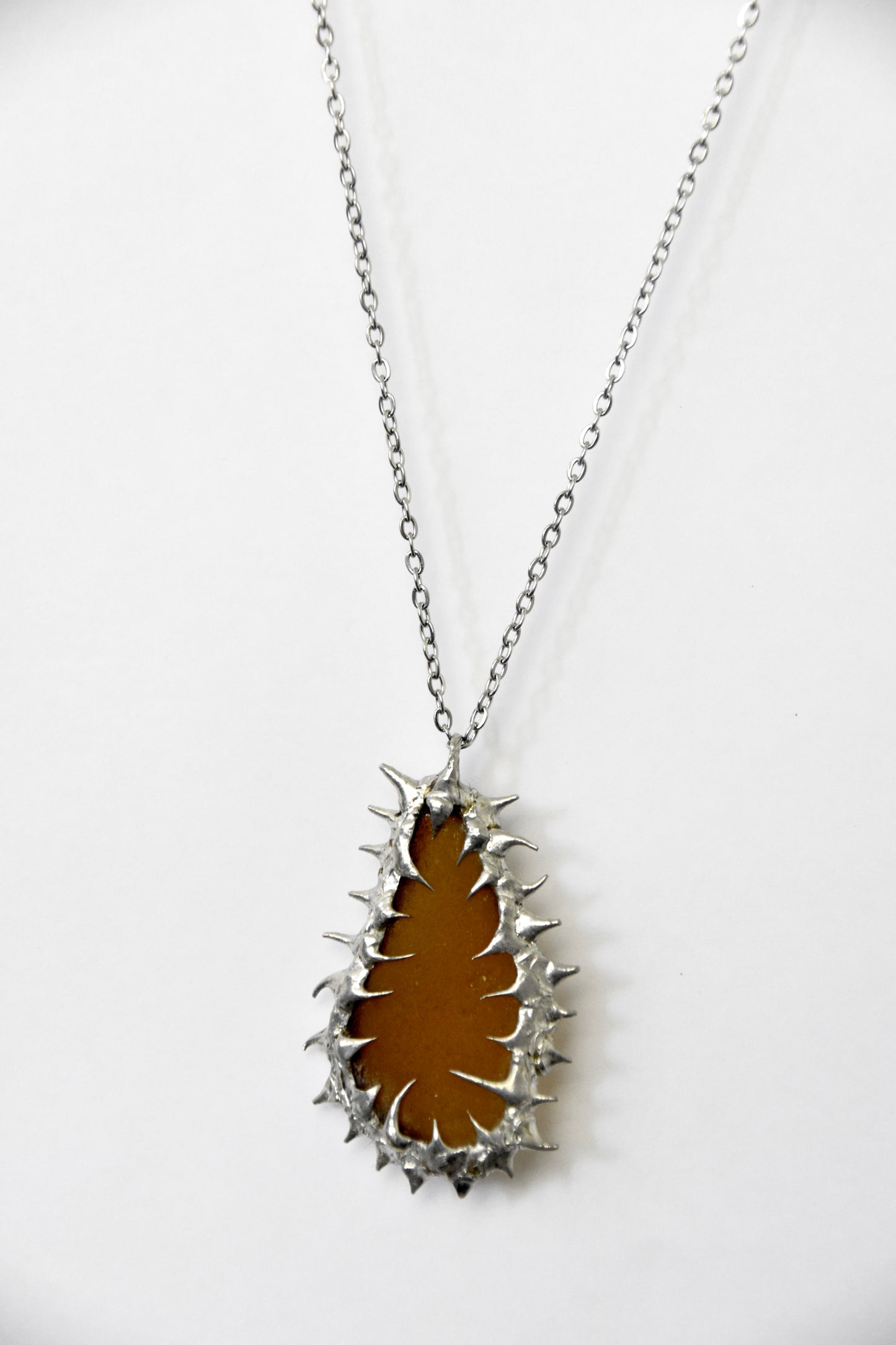 Spiky Brown Teardrop Necklace