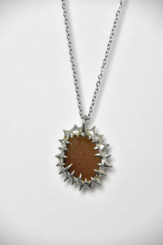 Spiky Brown Sea Glass Necklace